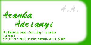 aranka adrianyi business card