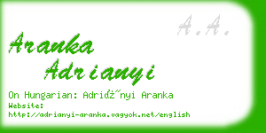 aranka adrianyi business card